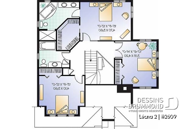 Étage - Maison avec garage, 3 chambres + un bureau, suite parentale à l'étage, foyer au bois et garage simple - Léana 2