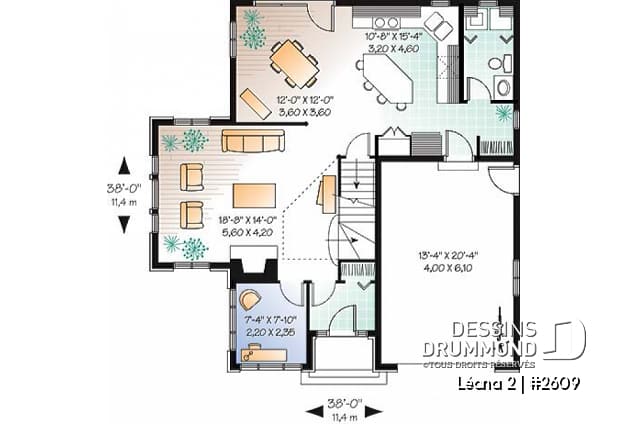 Rez-de-chaussée - Grande maison de 3 à 4 chambres, bureau à domicile, garage et foyer - Léana 2