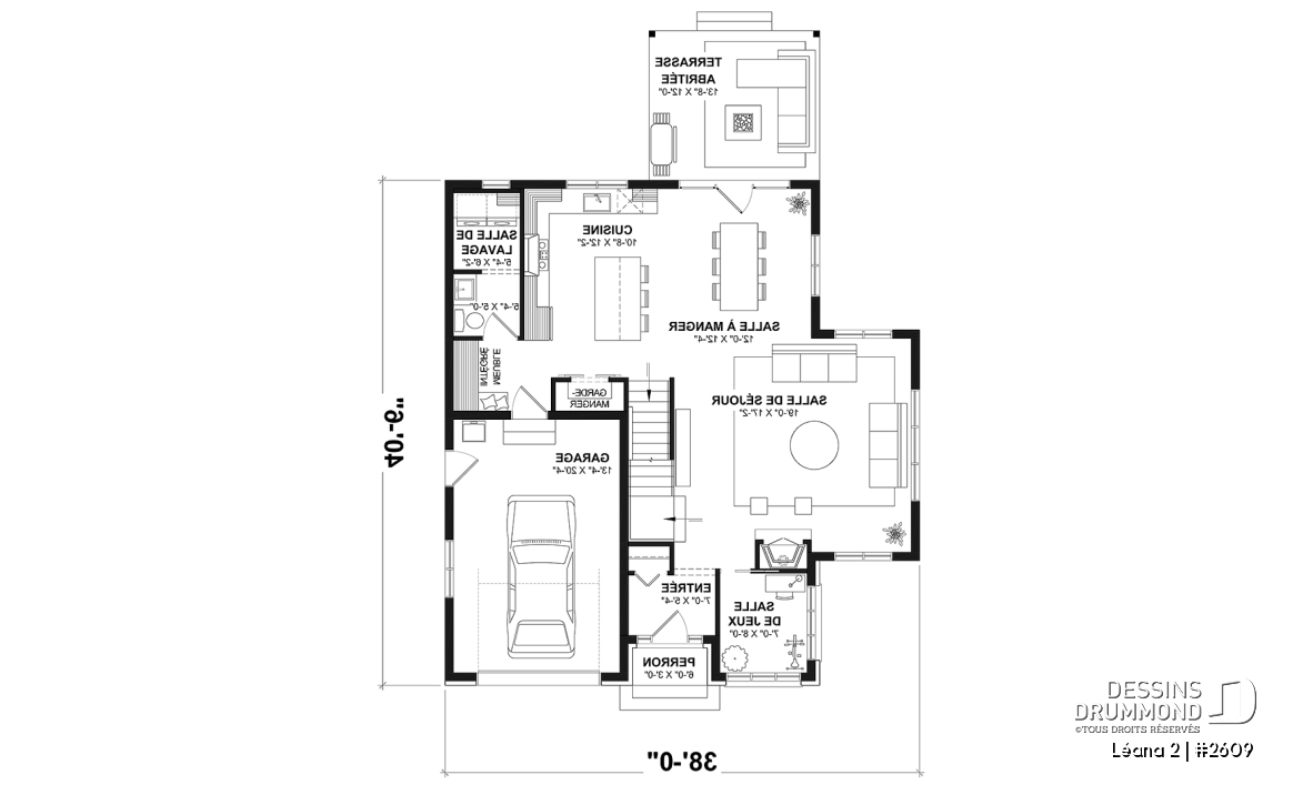 Rez-de-chaussée - Maison avec garage, 3 chambres + un bureau, suite parentale à l'étage, foyer au bois et garage simple - Léana 2