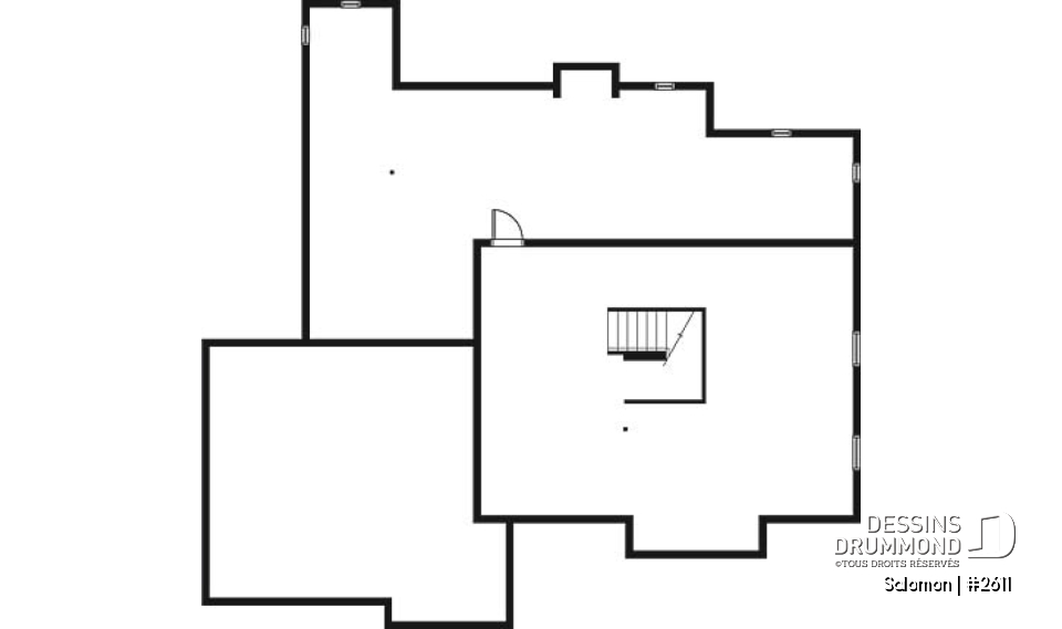 Sous-sol - Plan de maison 3 a 4 chambres, espace boni, garage double, solarium, plafond cathedral - Salomon