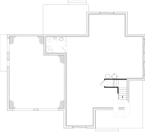 Sous-sol aménageable - Plan de maison 4 chambres avec plafond cathédral, garage double et terrasse couverte - New Cotton Country 3