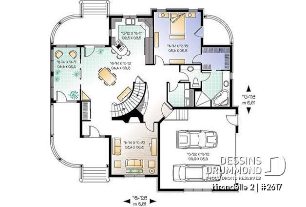 Rez-de-chaussée - Plan de maison Champêtre 4 chambres, garage double, chambre des maîtres r-d-c, solarium, 2 balcons abrités - Hirondelle 2