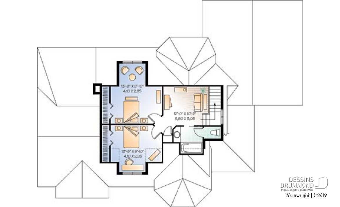 Étage - Plan de style ranch, 3 chambres, garage double, foyer, grande buanderie, plafond 9', suite des parents - Wainwright