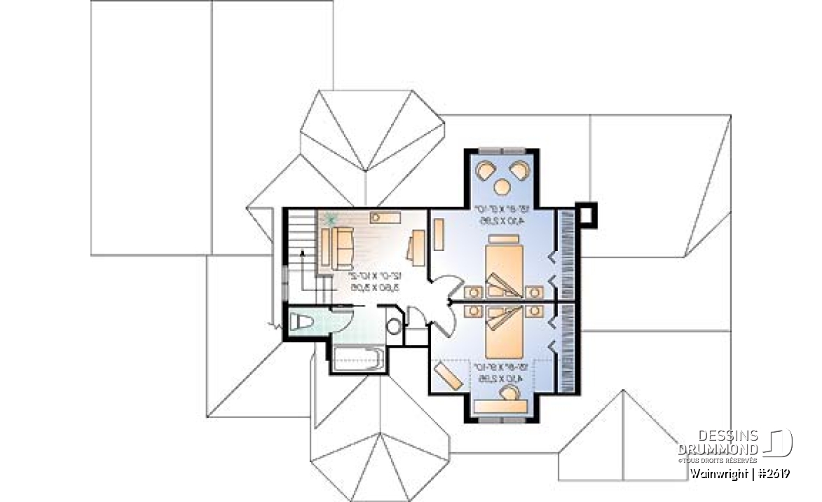 Étage - Plan de style ranch, 3 chambres, garage double, foyer, grande buanderie, plafond 9', suite des parents - Wainwright