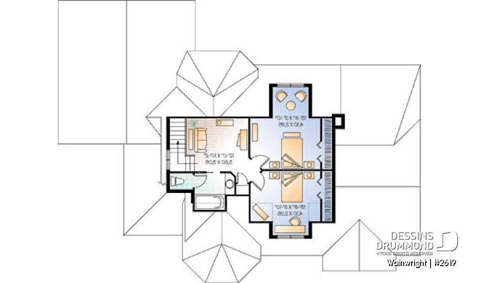 Étage - Plan de style ranch, 3 chambres, garage double, foyer, grande buanderie, plafond 9', suite des parents - Wainwright