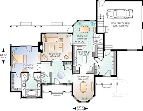 Rez-de-chaussée - Plan de style ranch, 3 chambres, garage double, foyer, grande buanderie, plafond 9', suite des parents - Wainwright