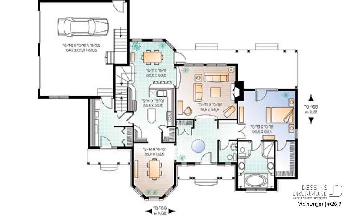 Rez-de-chaussée - Plan de style ranch, 3 chambres, garage double, foyer, grande buanderie, plafond 9', suite des parents - Wainwright