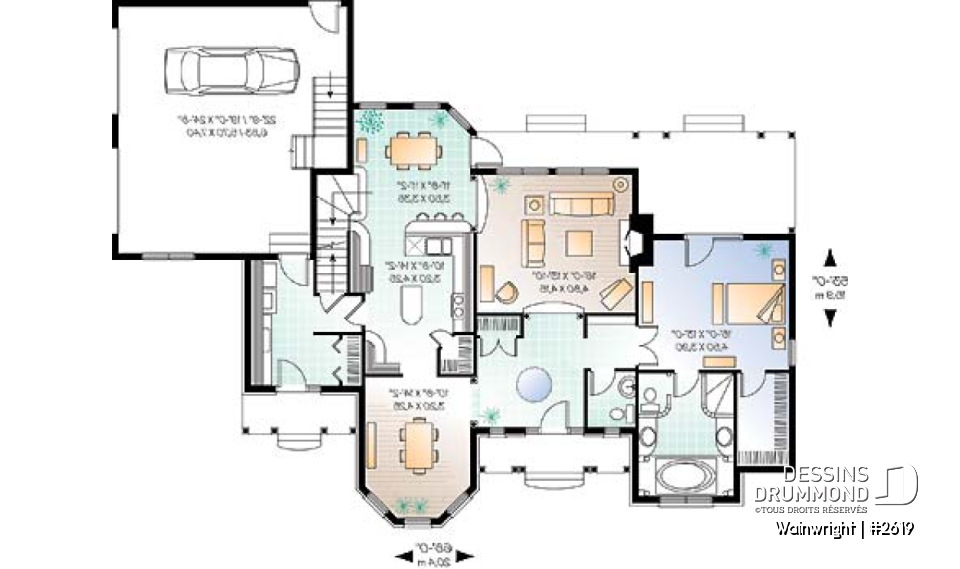 Rez-de-chaussée - Plan de style ranch, 3 chambres, garage double, foyer, grande buanderie, plafond 9', suite des parents - Wainwright