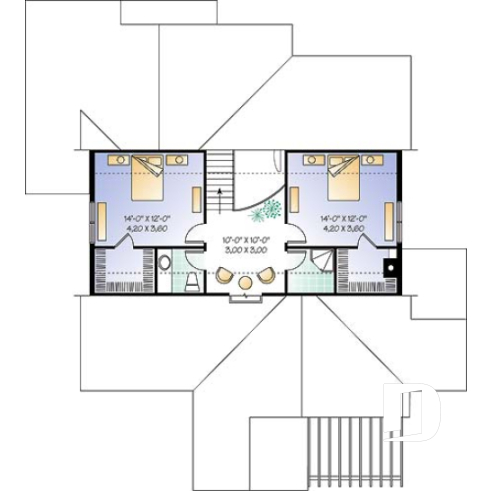 Étage - Plan de maison 3 chambres, style chalet, suite des maîtres avec accès au spa, grand salon, bel aménagement - Monticello