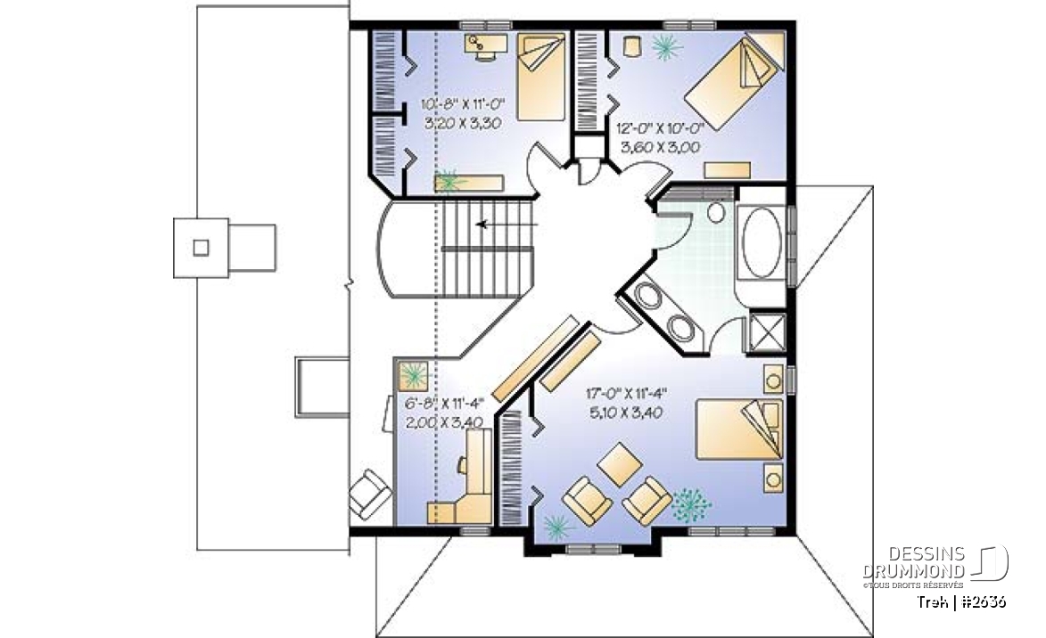 Étage - Maison moderne de 3 chambres, bureau, brand salon et salle à manger avec foyer, buanderie, coin ordinateur - Trek