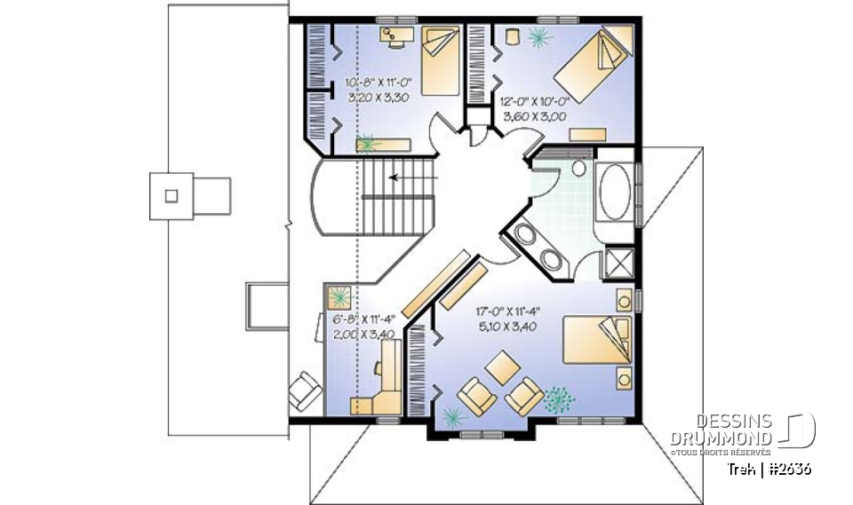 Étage - Maison moderne de 3 chambres, bureau, brand salon et salle à manger avec foyer, buanderie, coin ordinateur - Trek