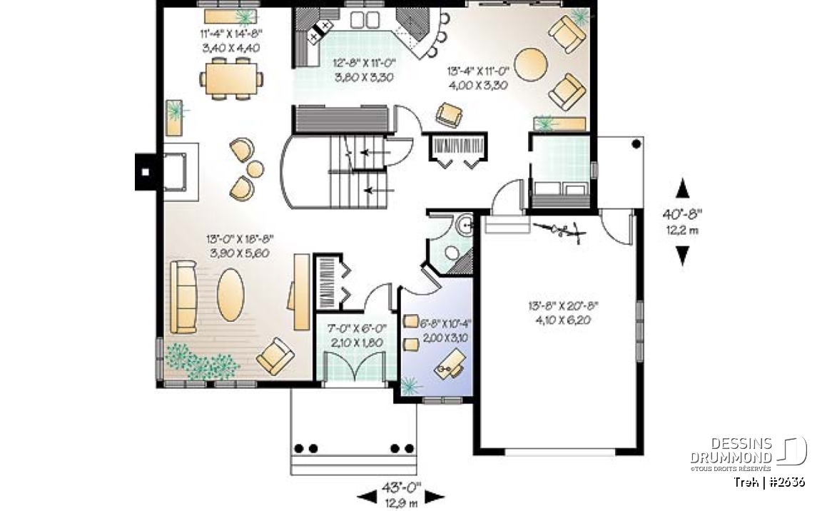 Rez-de-chaussée - Maison moderne de 3 chambres, bureau, brand salon et salle à manger avec foyer, buanderie, coin ordinateur - Trek