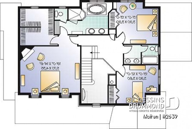 Étage - Grande maison style moderne rustique, 3 chambres, cuisine avec îlot  - Molten