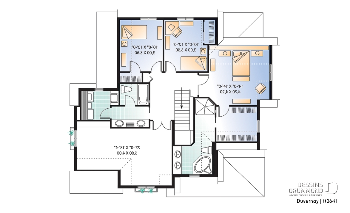 Étage - Plan de maison avec espace boni, 3 à 4 chambres, suite des parents, bureau, îlot à la cuisine, garage double - Duvernay