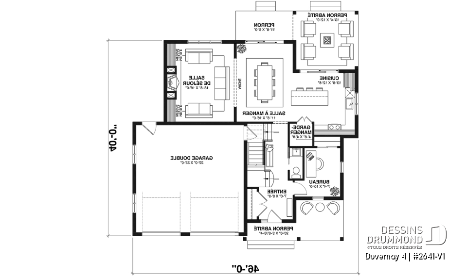 Rez-de-chaussée - Spacieuse Farmhouse 4 à 6 chambres, sous-sol aménagé optionnel ($), garage double, salle de jeux, bureau - Duvernay 4