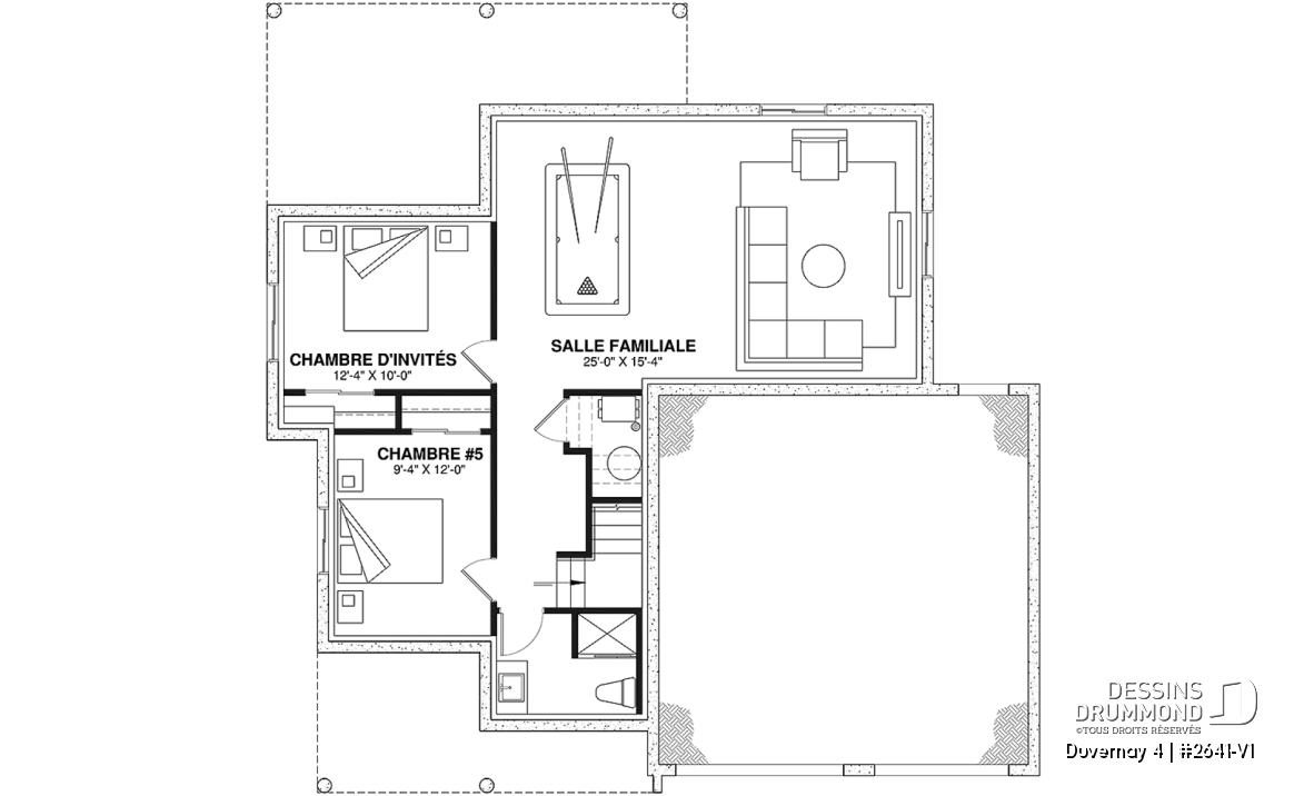 Sous-sol aménagé (Optionel $) - Spacieuse Farmhouse 4 à 6 chambres, sous-sol aménagé optionnel ($), garage double, salle de jeux, bureau - Duvernay 4