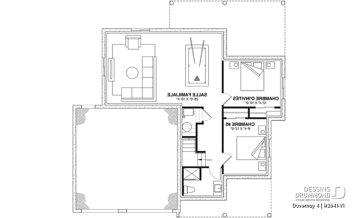 Sous-sol aménagé (Optionel $) - Spacieuse Farmhouse 4 à 6 chambres, sous-sol aménagé optionnel ($), garage double, salle de jeux, bureau - Duvernay 4