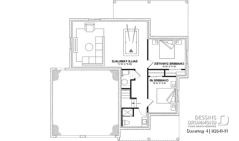 Sous-sol aménagé (Optionel $) - Spacieuse Farmhouse 4 à 6 chambres, sous-sol aménagé optionnel ($), garage double, salle de jeux, bureau - Duvernay 4