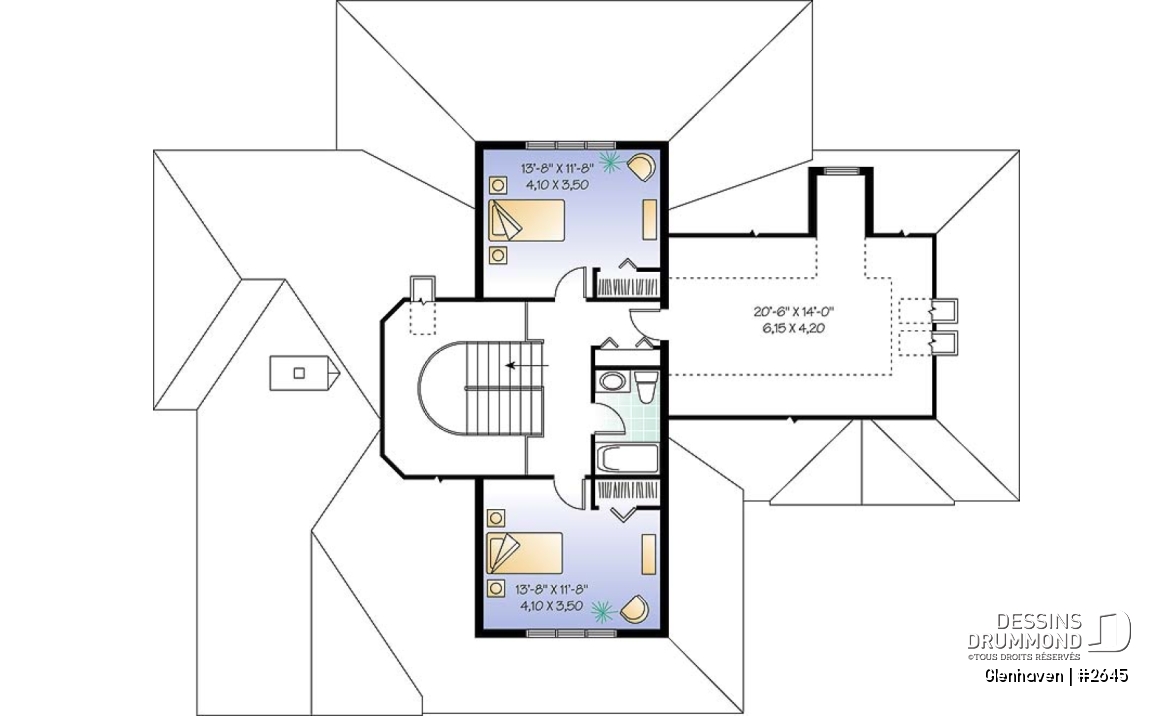 Étage - Plan de grande maison à étage, garage double, plafond 9', chambre des parents au 1er, 2 à 3 chambres à l'étage - Glenhaven