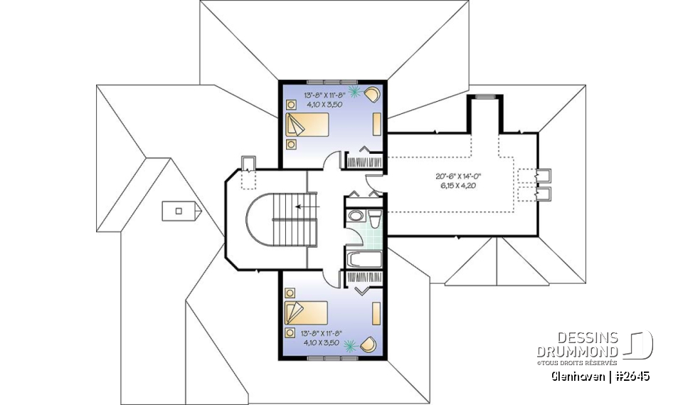 Étage - Plan de grande maison à étage, garage double, plafond 9', chambre des parents au 1er, 2 à 3 chambres à l'étage - Glenhaven