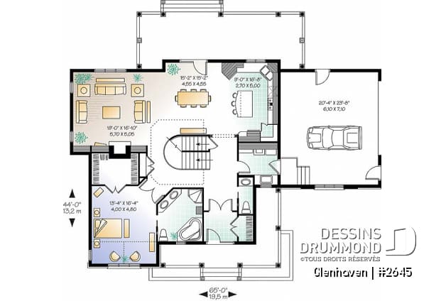 Rez-de-chaussée - Plan de grande maison à étage, garage double, plafond 9', chambre des parents au 1er, 2 à 3 chambres à l'étage - Glenhaven