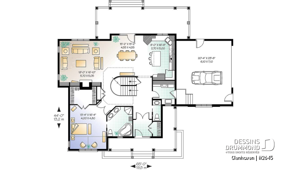 Rez-de-chaussée - Plan de grande maison à étage, garage double, plafond 9', chambre des parents au 1er, 2 à 3 chambres à l'étage - Glenhaven