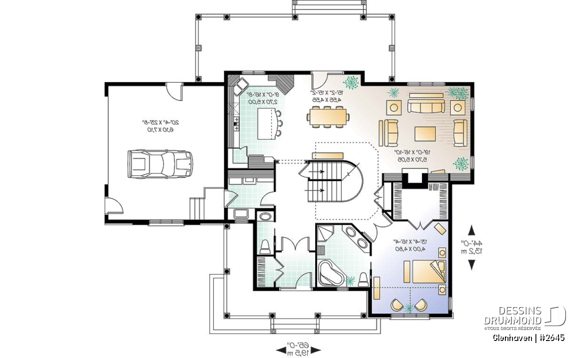 Rez-de-chaussée - Plan de grande maison à étage, garage double, plafond 9', chambre des parents au 1er, 2 à 3 chambres à l'étage - Glenhaven