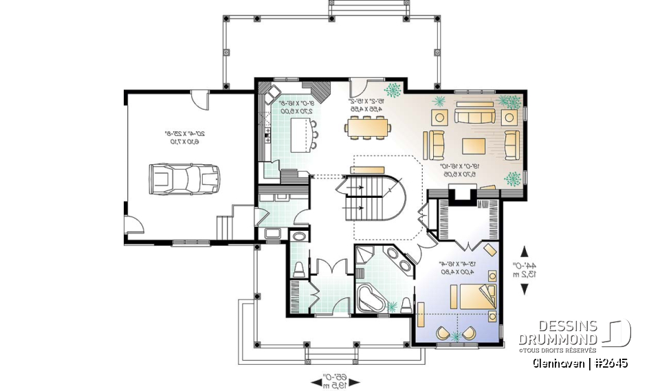 Rez-de-chaussée - Plan de grande maison à étage, garage double, plafond 9', chambre des parents au 1er, 2 à 3 chambres à l'étage - Glenhaven