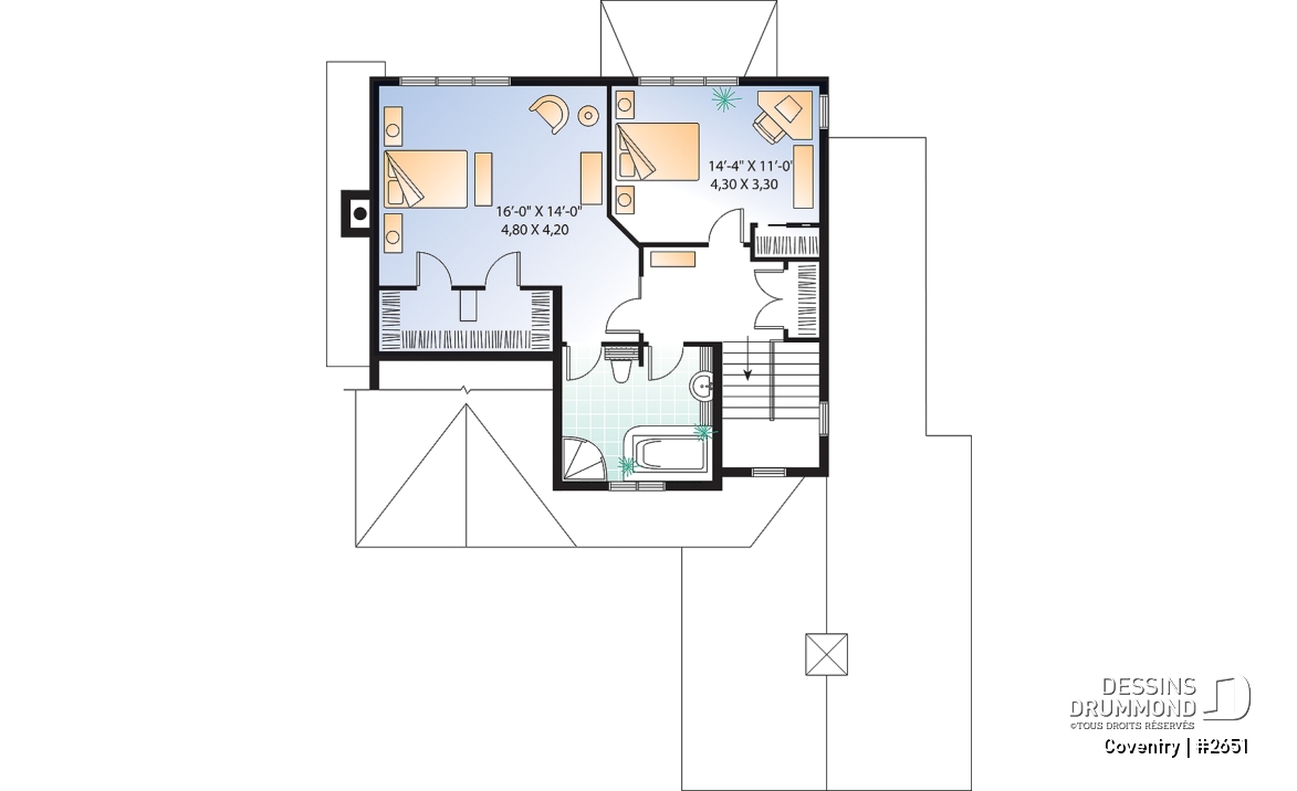 Étage - Maison champêtre avec garage et 2 chambres, cuisine avec garde-manger, plafond 9' - Coventry