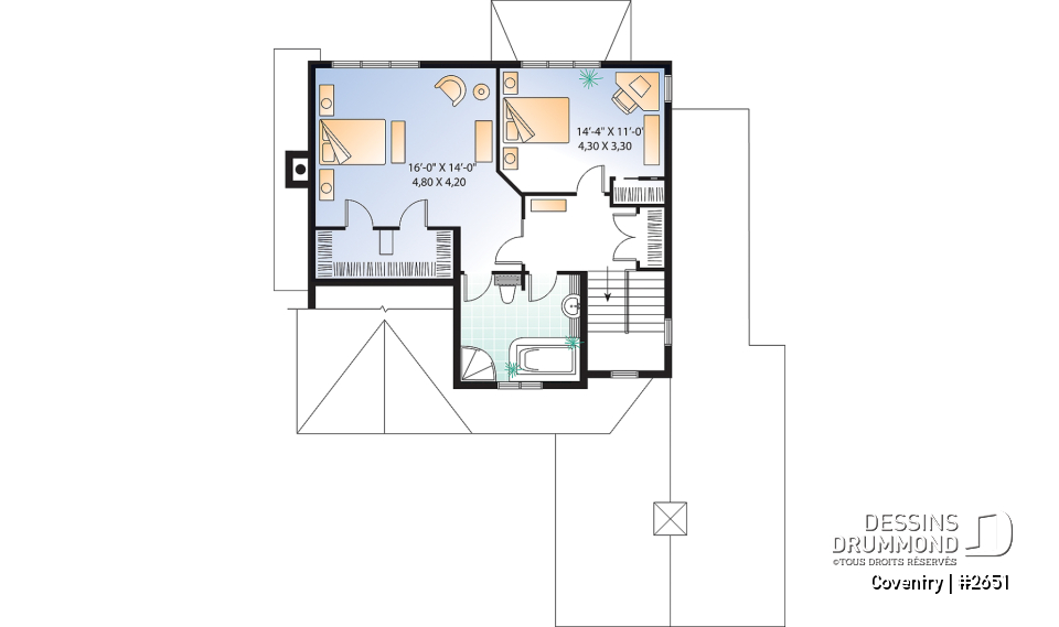 Étage - Maison champêtre avec garage et 2 chambres, cuisine avec garde-manger, plafond 9' - Coventry