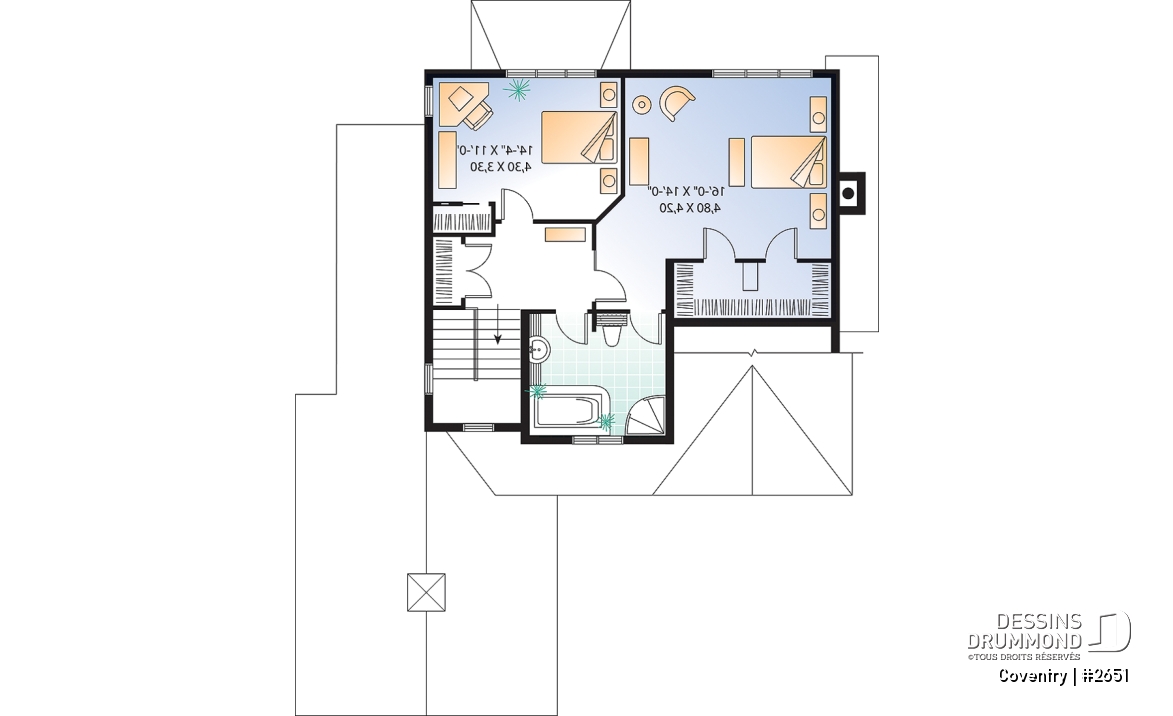 Étage - Maison champêtre avec garage et 2 chambres, cuisine avec garde-manger, plafond 9' - Coventry