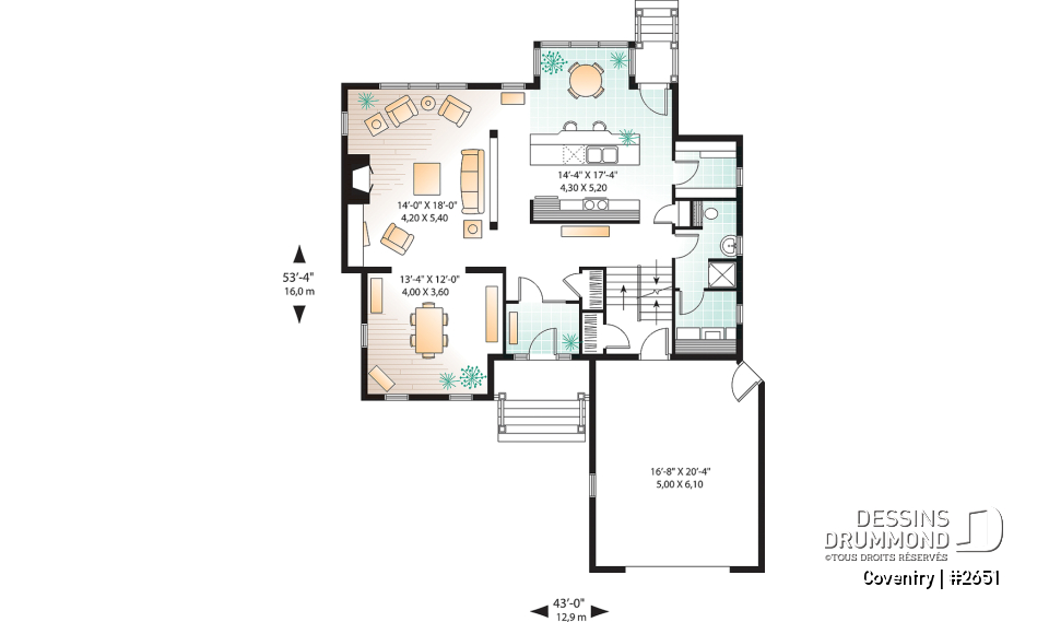 Rez-de-chaussée - Maison champêtre avec garage et 2 chambres, cuisine avec garde-manger, plafond 9' - Coventry