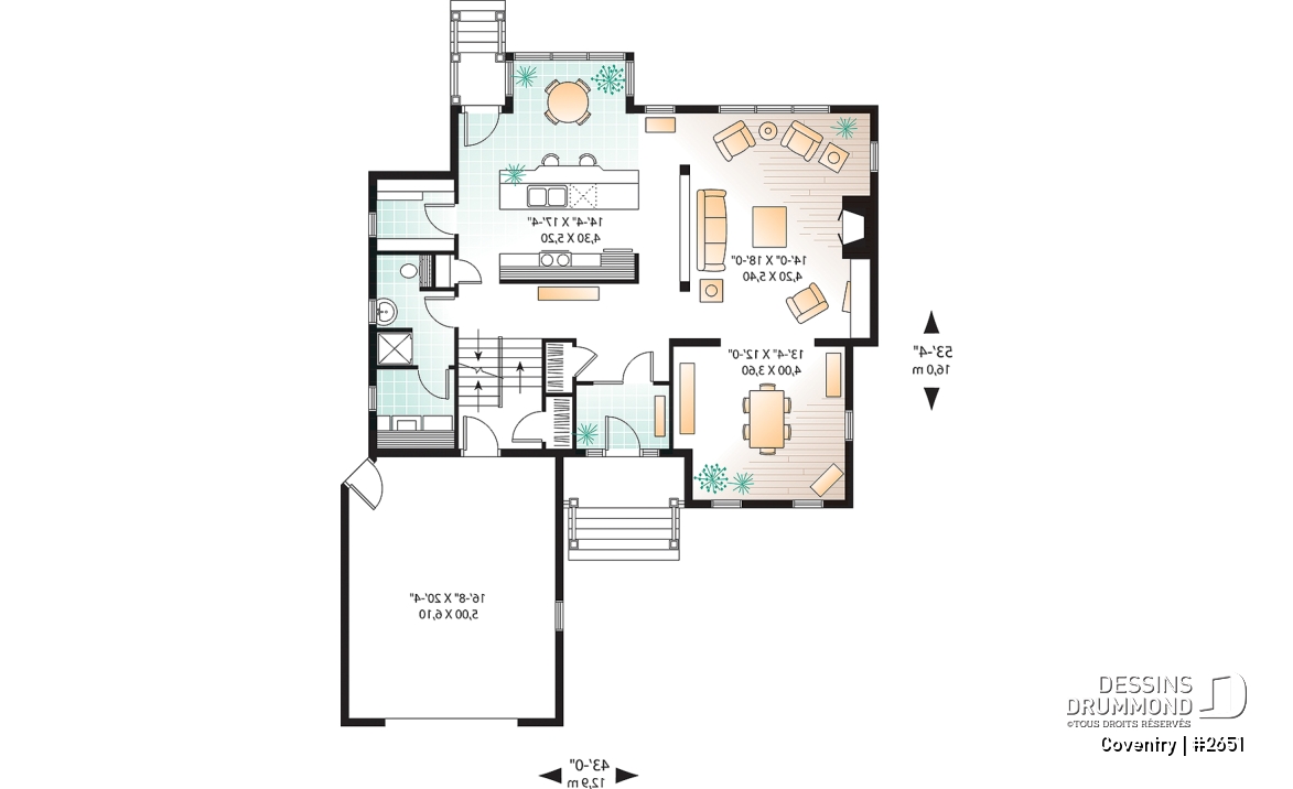 Rez-de-chaussée - Maison champêtre avec garage et 2 chambres, cuisine avec garde-manger, plafond 9' - Coventry