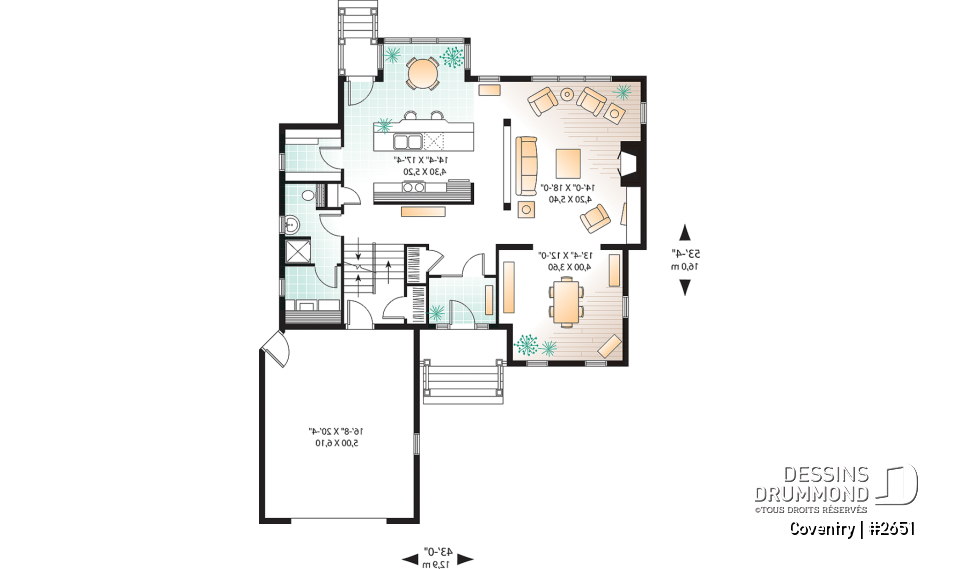 Rez-de-chaussée - Maison champêtre avec garage et 2 chambres, cuisine avec garde-manger, plafond 9' - Coventry