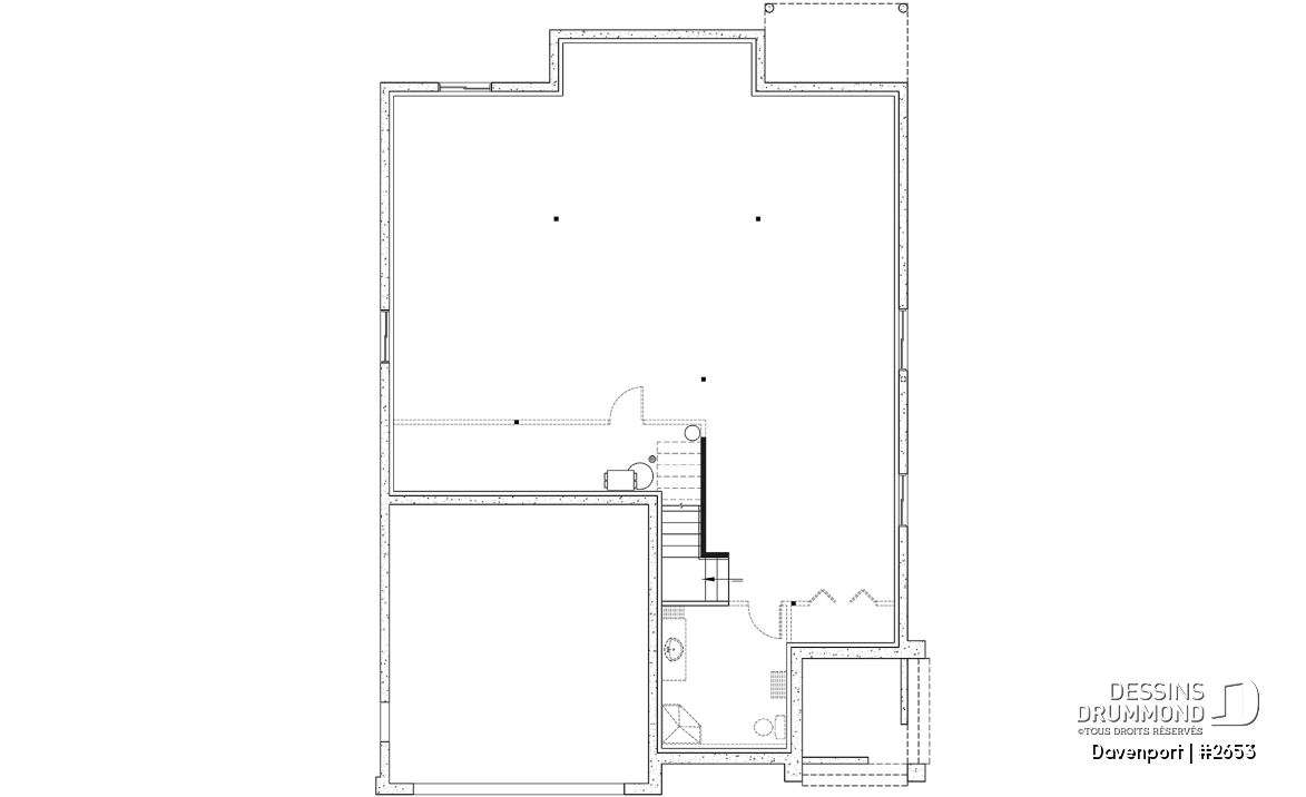 Sous-sol - Plan d'inspiration européenne, 2 foyers, suite des maîtres, 3 à 4 ch., bureau, salle de cinéma, plafond 9' - Davenport