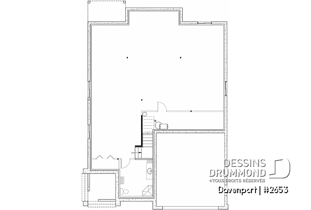 Sous-sol - Plan d'inspiration européenne, 2 foyers, suite des maîtres, 3 à 4 ch., bureau, salle de cinéma, plafond 9' - Davenport