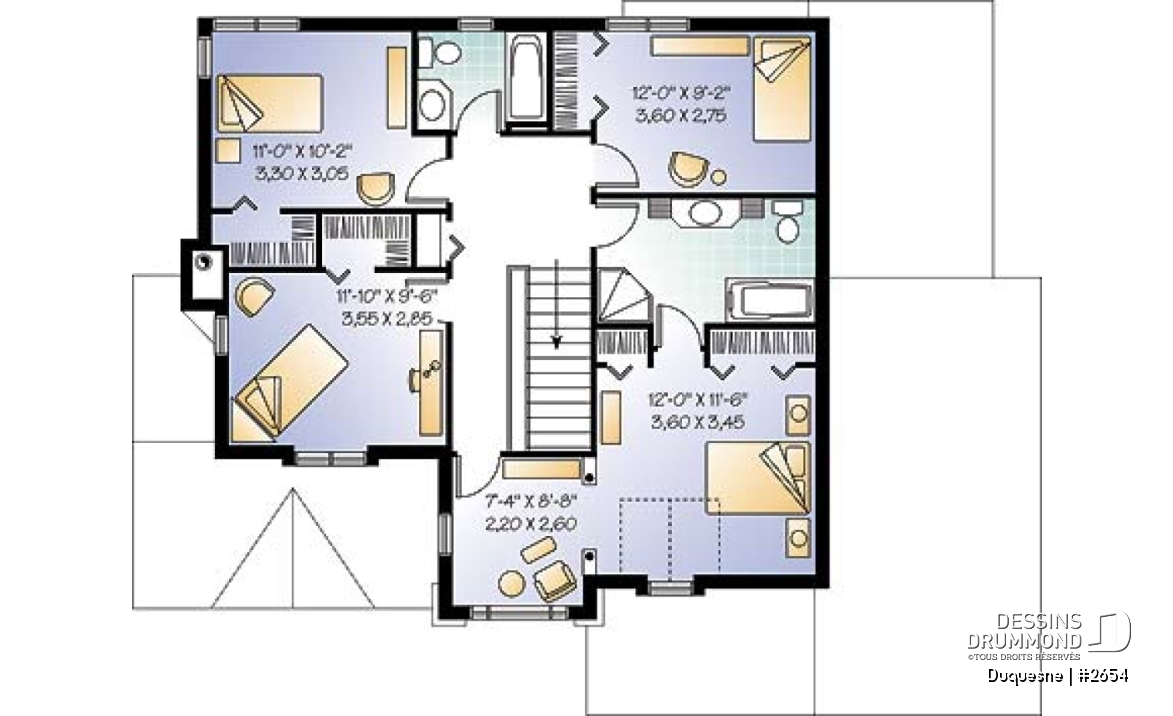 Étage - 2 étages, 4 chambres, séjour avec foyer, cuisine originale, garage double - Duquesne