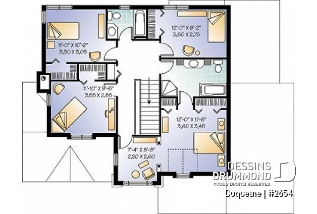 Étage - 2 étages, 4 chambres, séjour avec foyer, cuisine originale, garage double - Duquesne