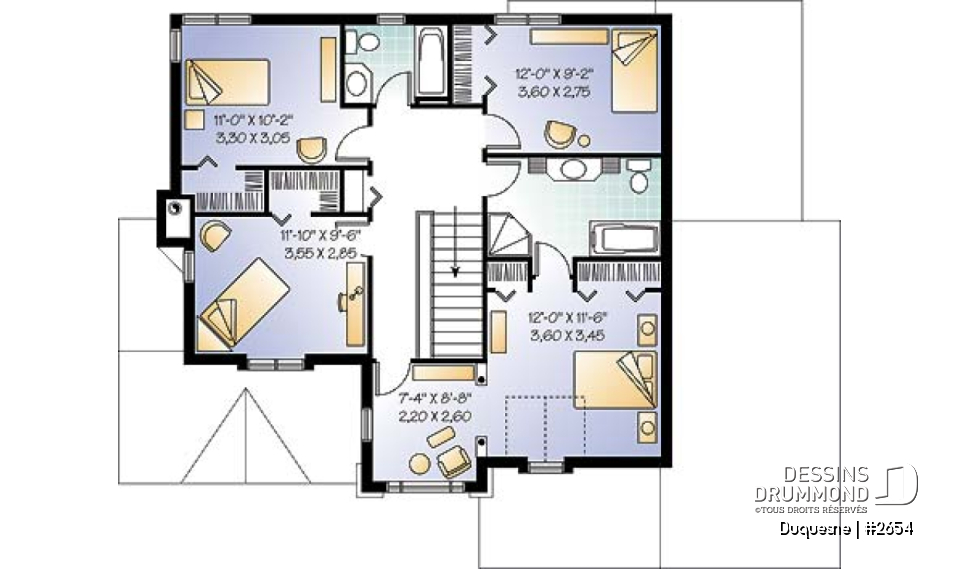Étage - 2 étages, 4 chambres, séjour avec foyer, cuisine originale, garage double - Duquesne