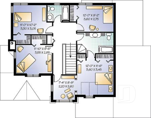 Étage - 2 étages, 4 chambres, séjour avec foyer, cuisine originale, garage double - Duquesne