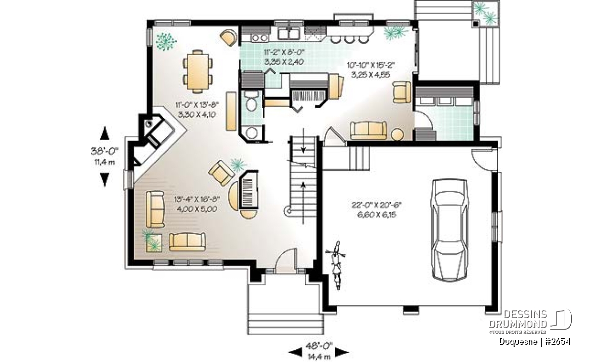 Rez-de-chaussée - 2 étages, 4 chambres, séjour avec foyer, cuisine originale, garage double - Duquesne