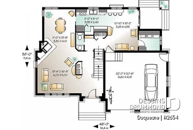Rez-de-chaussée - 2 étages, 4 chambres, séjour avec foyer, cuisine originale, garage double - Duquesne