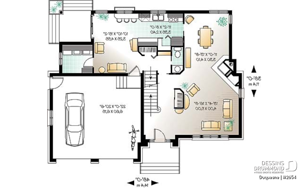 Rez-de-chaussée - 2 étages, 4 chambres, séjour avec foyer, cuisine originale, garage double - Duquesne