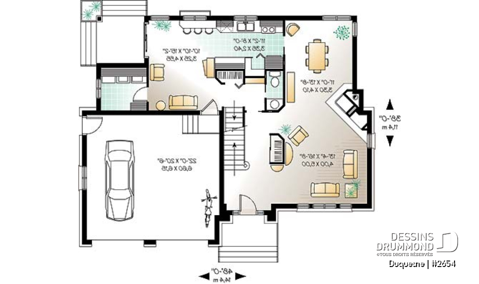 Rez-de-chaussée - 2 étages, 4 chambres, séjour avec foyer, cuisine originale, garage double - Duquesne