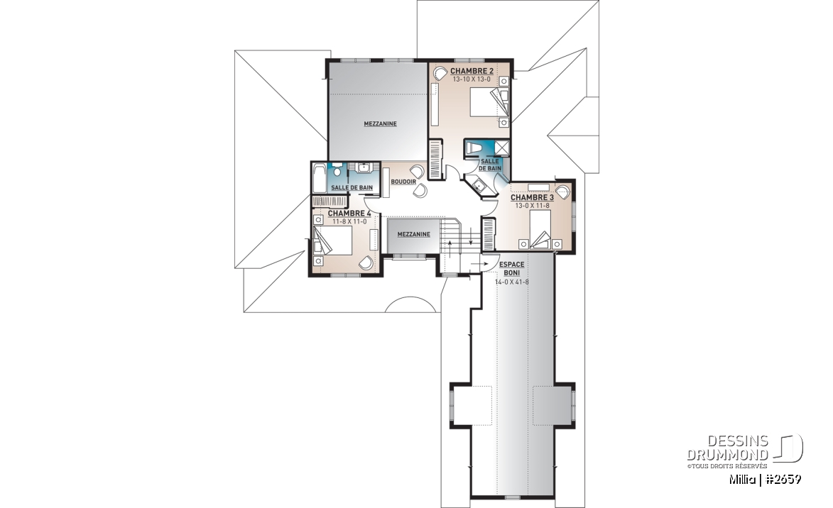 Étage - Maison farmhouse 4 à 5 chambres, garage triple, grand patio couvert, 2 foyers, suite des parents - Millia