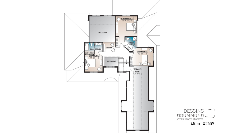 Étage - Maison farmhouse 4 à 5 chambres, garage triple, grand patio couvert, 2 foyers, suite des parents - Millia