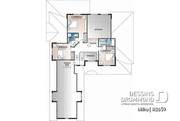 Étage - Maison farmhouse 4 à 5 chambres, garage triple, grand patio couvert, garde-manger, 2 foyers, suite des parents - Millia
