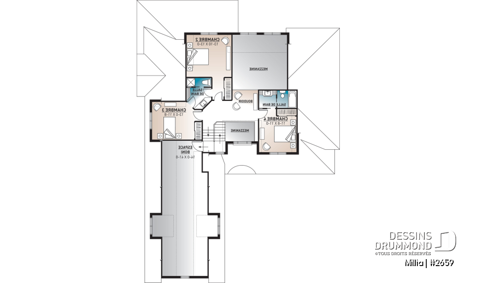 Étage - Maison farmhouse 4 à 5 chambres, garage triple, grand patio couvert, 2 foyers, suite des parents - Millia