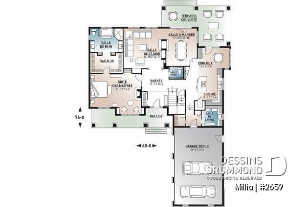 Rez-de-chaussée - Maison farmhouse 4 à 5 chambres, garage triple, grand patio couvert, garde-manger, 2 foyers, suite des parents - Millia