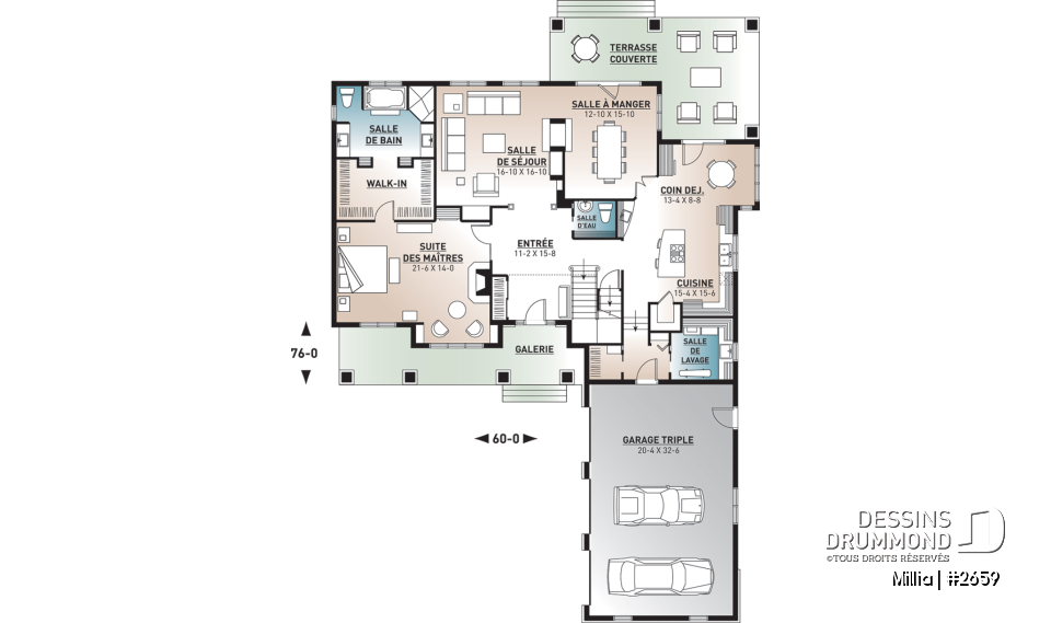 Rez-de-chaussée - Maison farmhouse 4 à 5 chambres, garage triple, grand patio couvert, 2 foyers, suite des parents - Millia